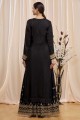 Islamic Palazzo Suit in Black Jacquard with Embroidered