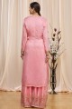 Jacquard Pink Islamic Palazzo Suit in Embroidered