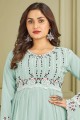 Sky blue Embroidered Faux georgette Islamic Sharara Suit