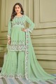 Faux georgette Islamic Sharara Suit with Embroidered