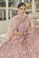 Pink Islamic Lehenga Choli in Embroidered Georgette