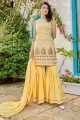 Yellow Diwali Embroidered Cotton Sharara Suit