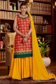 Cotton Diwali Sharara Suit with Printed in Red