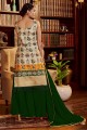 Cotton Diwali Sharara Suit in Beige with Printed