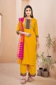 Rayon Palazzo Suit with Printed in Mustard