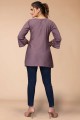 Indo Western Kurti in Purple Viscose with Embroidered