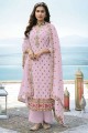 Pink Pakistani Palazzo Suit with Embroidered Faux georgette