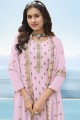 Pink Pakistani Palazzo Suit with Embroidered Faux georgette