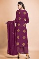 Wine Palazzo Suit with Printed Rayon