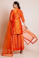 Weaving Palazzo Suit in Orange Art silk