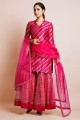Palazzo Suit in Pink Art silk with Weaving