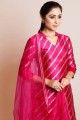Palazzo Suit in Pink Art silk with Weaving