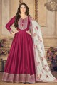 Silk Diwali Anarkali Suit in Maroon with Printed