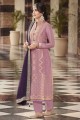 Pink Weaving Silk Diwali Palazzo Suit