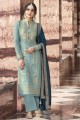 Weaving Silk Blue Diwali Palazzo Suit with Dupatta
