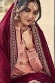 Peach Silk Weaving Diwali Palazzo Suit with Dupatta
