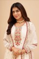 Pakistani Sharara Suit in White Georgette with Embroidered
