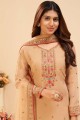 Georgette Pakistani Sharara Suit with Embroidered in Beige