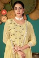 Diwali Salwar Kameez in Yellow Faux georgette with Embroidered