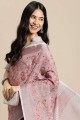 Purple Saree in Linen with Resham,embroidered,lace border