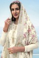 White Embroidered Diwali Salwar Kameez in Faux georgette