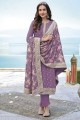 Purple Embroidered Diwali Salwar Kameez in Faux georgette