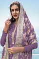 Purple Embroidered Diwali Salwar Kameez in Faux georgette