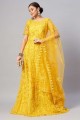 Yellow Diwali Gown Dress with Embroidered Net
