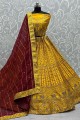 Yellow Embroidered Karva Chauth Lehenga Choli in Silk