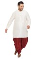 Diwali Men Dhoti kurta in Off white Banglori silk with Plain