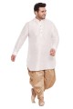 White Diwali Men Dhoti Kurta in Banglori silk with Plain