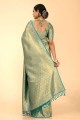 Silk Karva Chauth Saree in Blue with Weaving