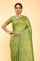 Silk Karva Chauth Saree in Green with Weaving