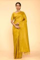 Mustard Karva Chauth Saree in Silk with Weaving