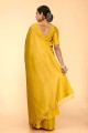 Mustard Karva Chauth Saree in Silk with Weaving
