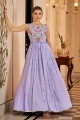 Embroidered Georgette Diwali Gown Dress in Lavender with Dupatta