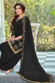 Stone with moti Patiala Suit in Black Faux georgette