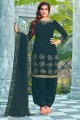 Teal blue Stone with moti Faux georgette Patiala Suit