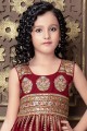 Diwali Faux georgette Girls Dress with Embroidered