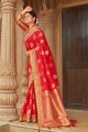 weaving, Banarasi silk Banarasi Saree in Red