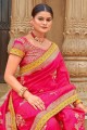 Banarasi silk weaving Pink Banarasi Saree with Blouse