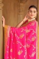 weaving Banarasi silk Banarasi Saree in Pink