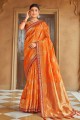 Banarasi silk Banarasi Saree in Orange with Embroidered,weaving