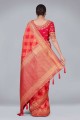 weaving Banarasi Red Saree in Banarasi silk