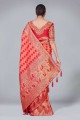 Banarasi Saree in Light red Banarasi silk with weaving