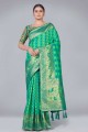 weaving Banarasi silk Light green Banarasi Saree with Blouse