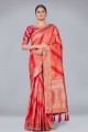 Banarasi silk Banarasi Saree in Orange with Embroidered,weaving
