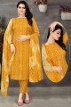 Salwar Kameez in Yellow Cotton with Printed