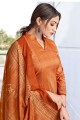 Cotton Palazzo Suit with Digital print in Orange
