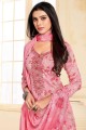 Cotton and satin Pink Salwar Kameez in Printed